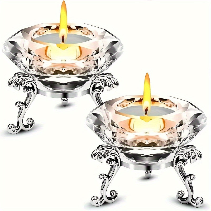 RadiantCrystal - Transparente europäische Kerzenhalter Set