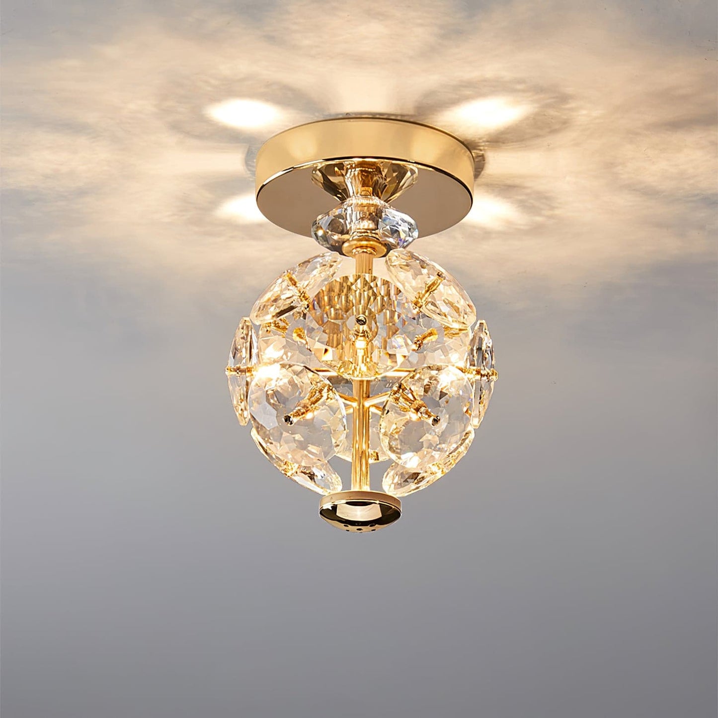 CrystalGlobe - Ceiling Lamp with Polished Crystal Sphere and Classic Design