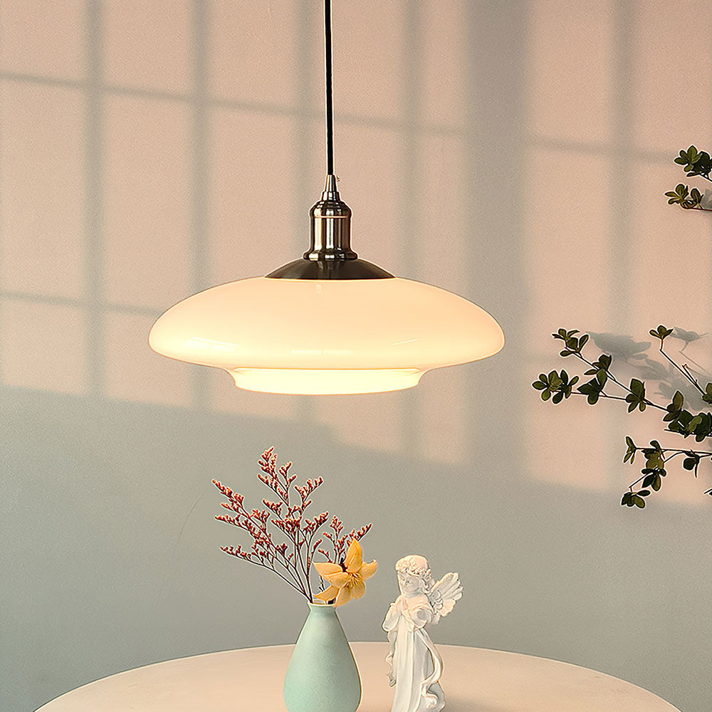 LumièrePure – Lámpara Colgante de Vidrio Blanco Minimalista