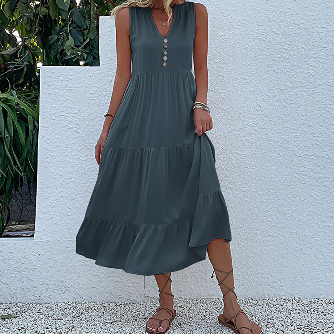 Billie - Women's Boho Casual Sleeveless Summer Dress with Ruffled Hem-4