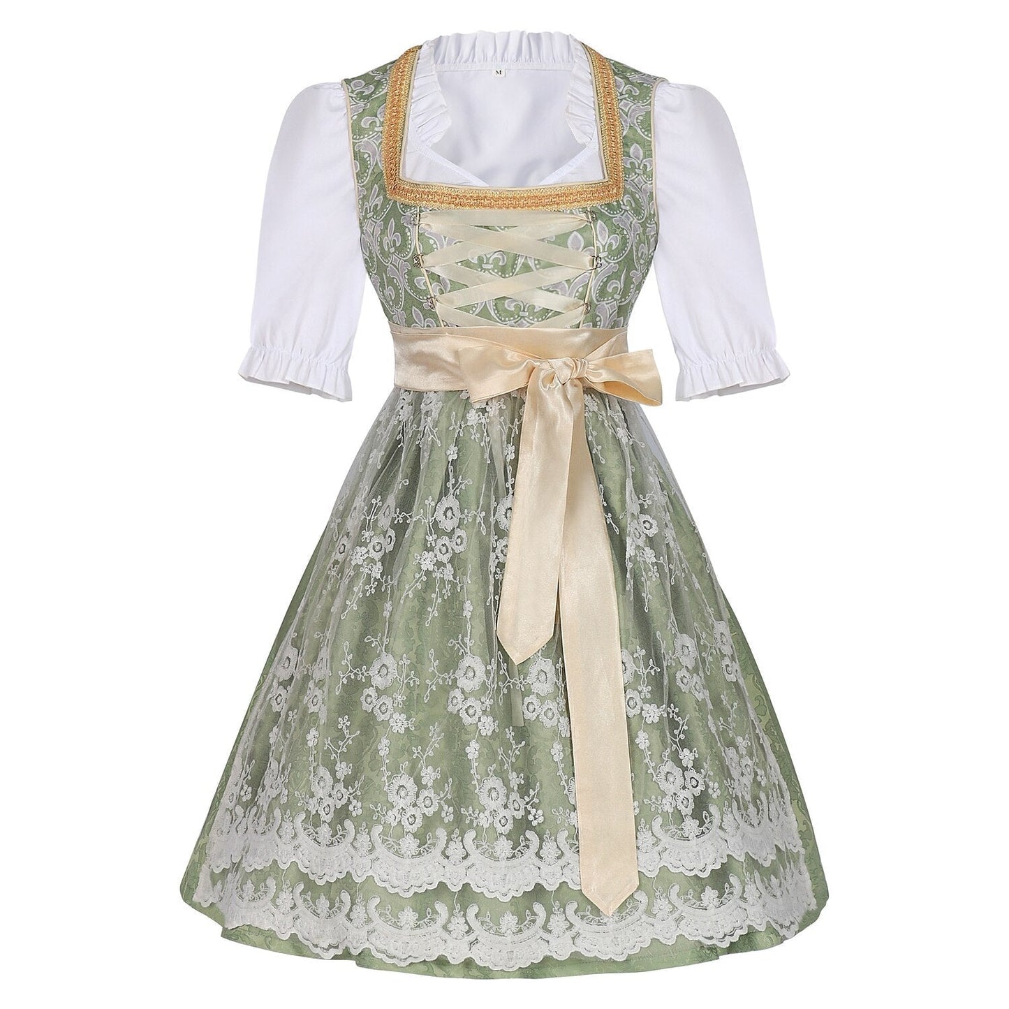 Dirndl dress in champagne gold – Oktoberfest | Elegant traditional dress with apron and blouse 1