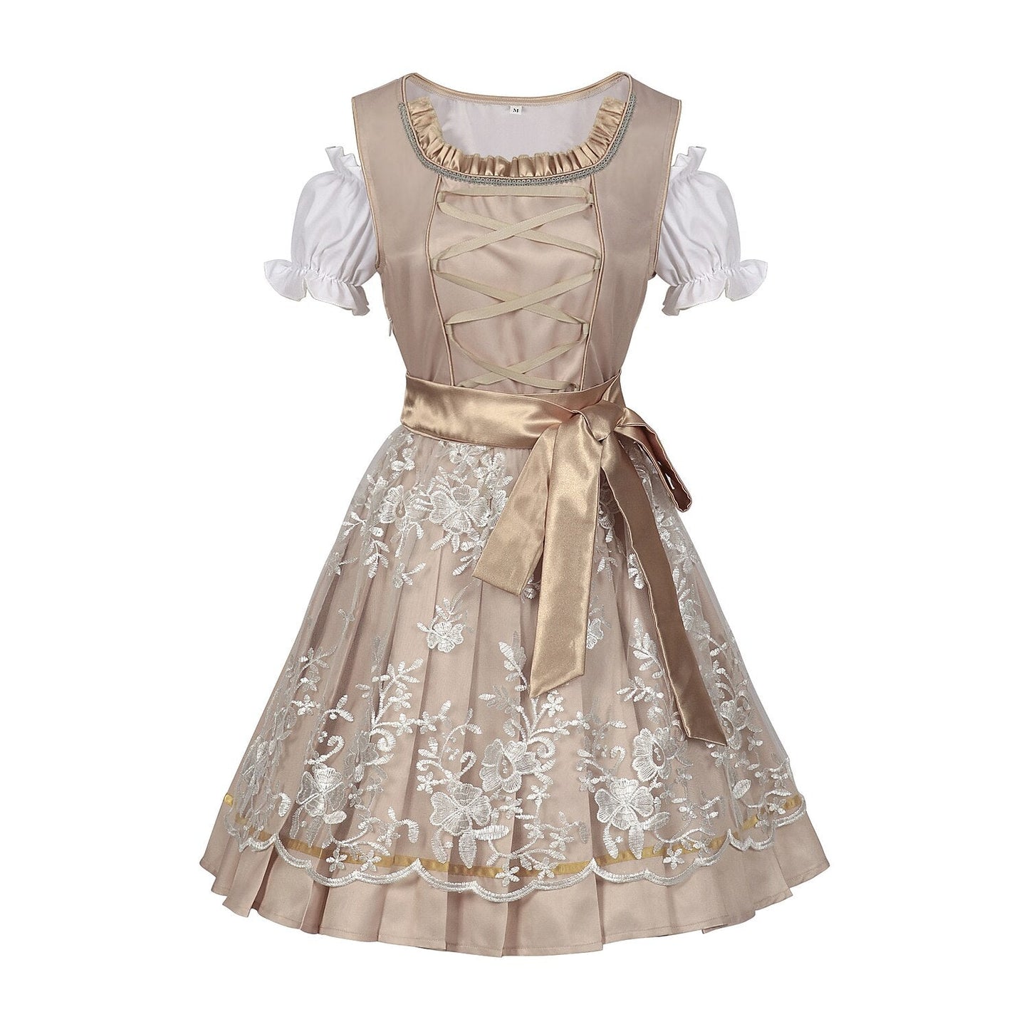 Dirndl dress in champagne gold – Oktoberfest | Elegant traditional dress with apron and blouse 5