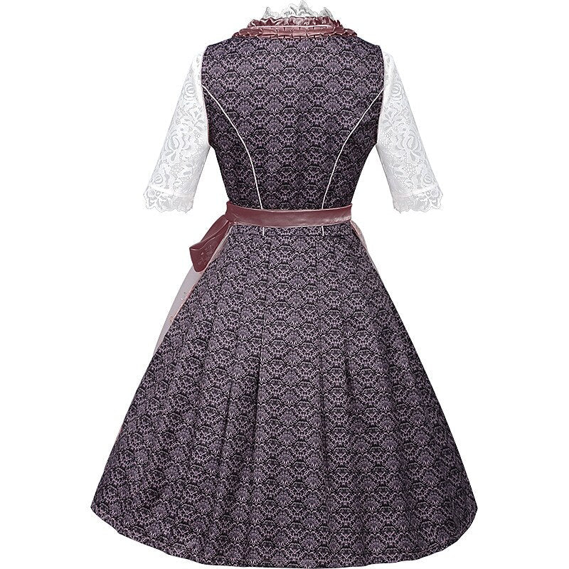 Dirndl dress with rose pattern – Oktoberfest | Romantic traditional dress with blouse & apron 1