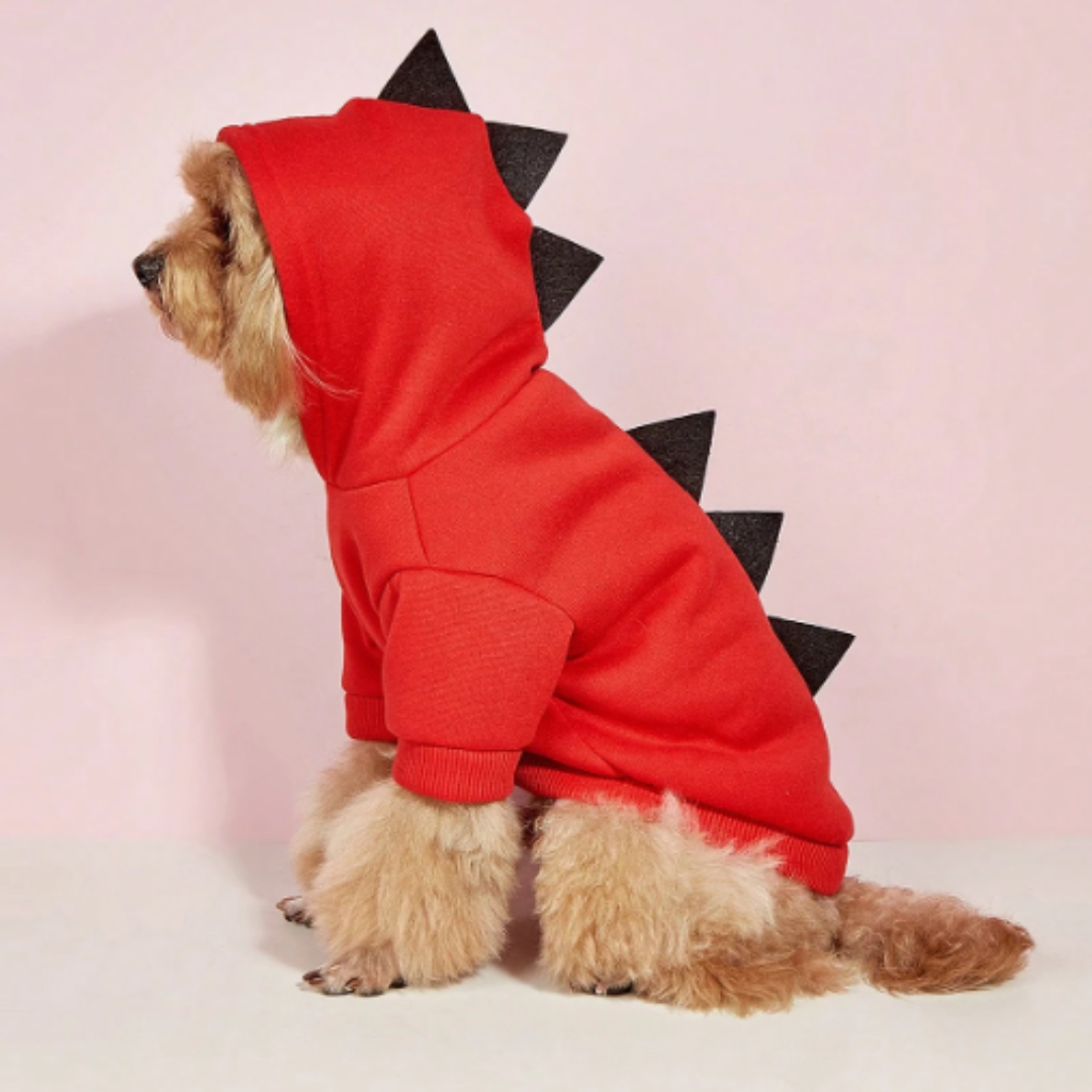 Dog Halloween Costume Fleece Dinosaur Hoodie | Pet Outfit Warm 0