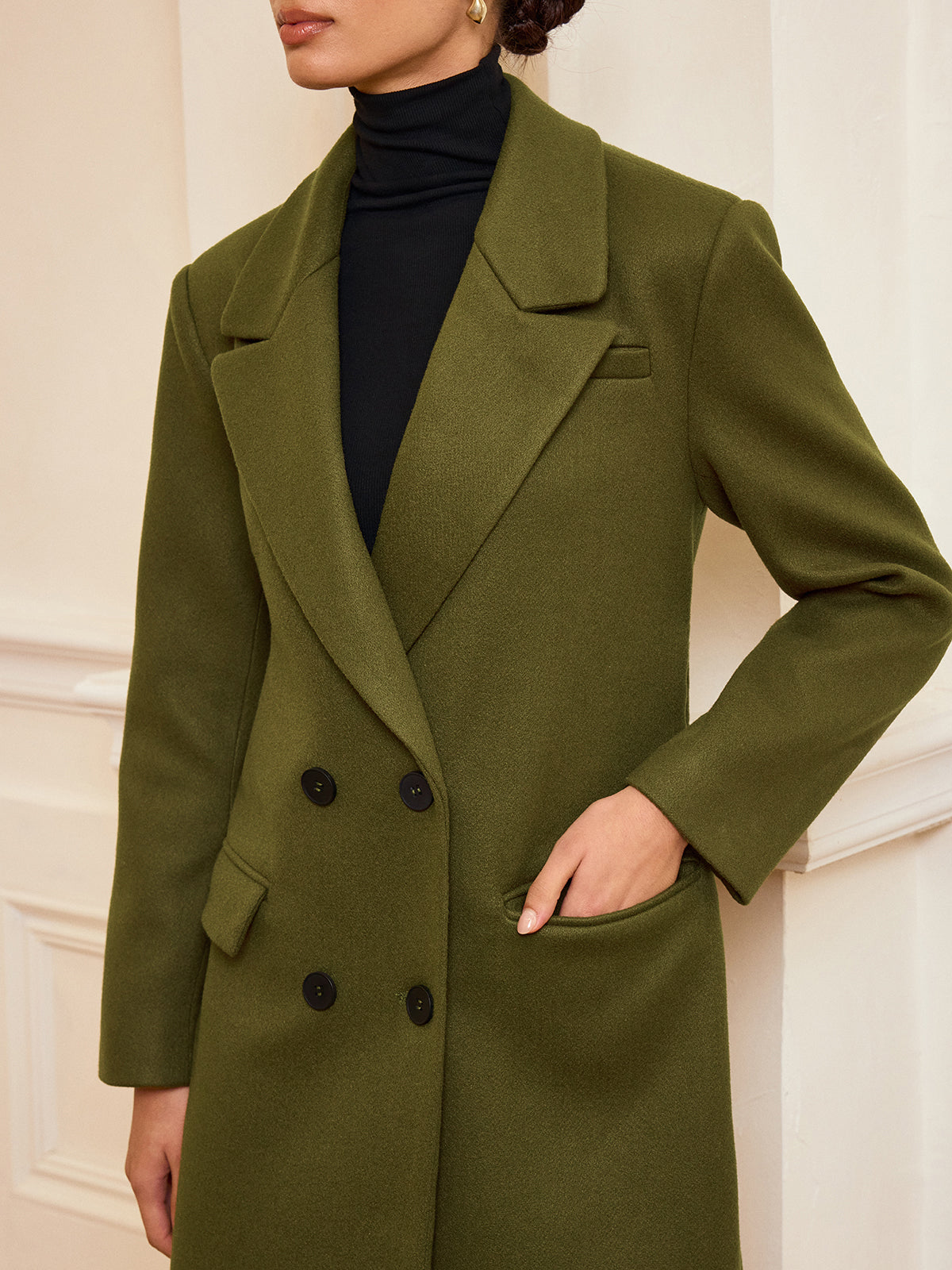 Double-Breasted Belted Long Coat 4