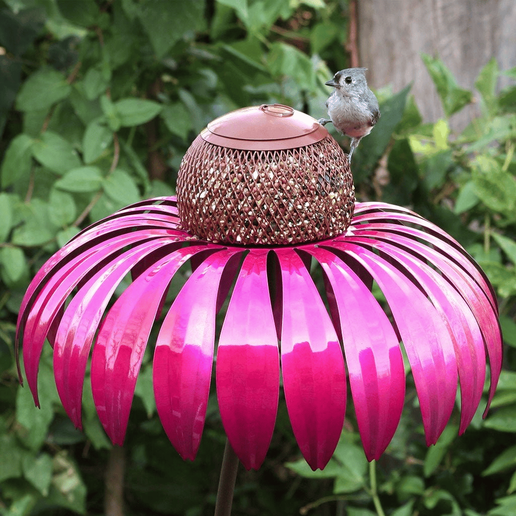 Durable Metal Bird Feeder House with Elegant Sunflower Design – Weather Resistant Garden Decor 0