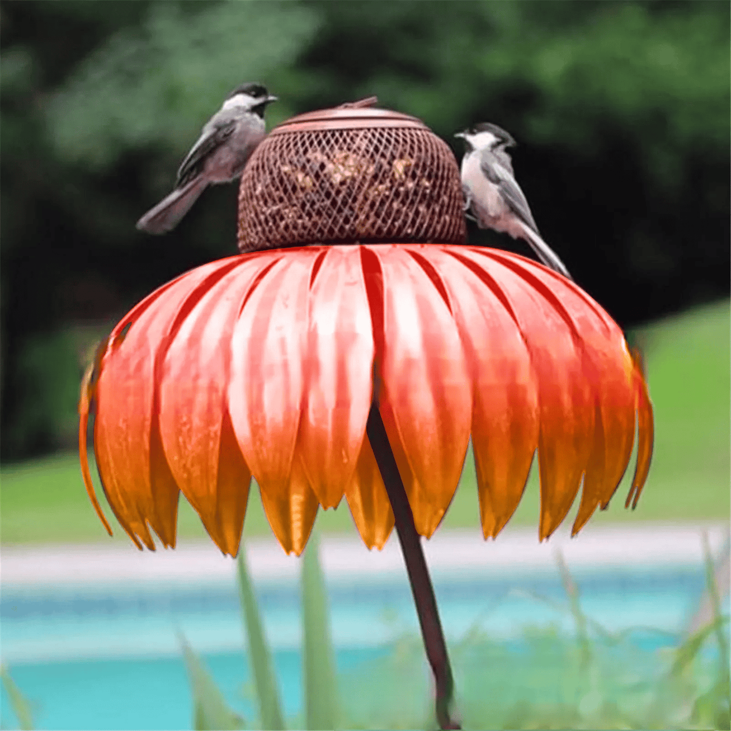 Durable Metal Bird Feeder House with Elegant Sunflower Design – Weather Resistant Garden Decor 5
