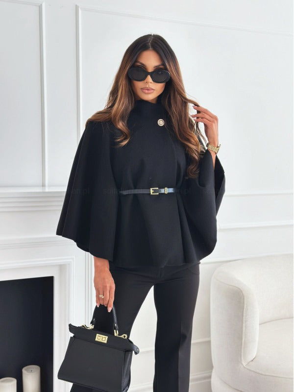 Elena | Stylish Elegant Cape Coat with High Neck for Women 1