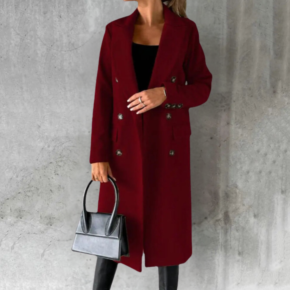 Elena | Stylish Tailored Long Trench Coat with Button Cuffs for Women 5