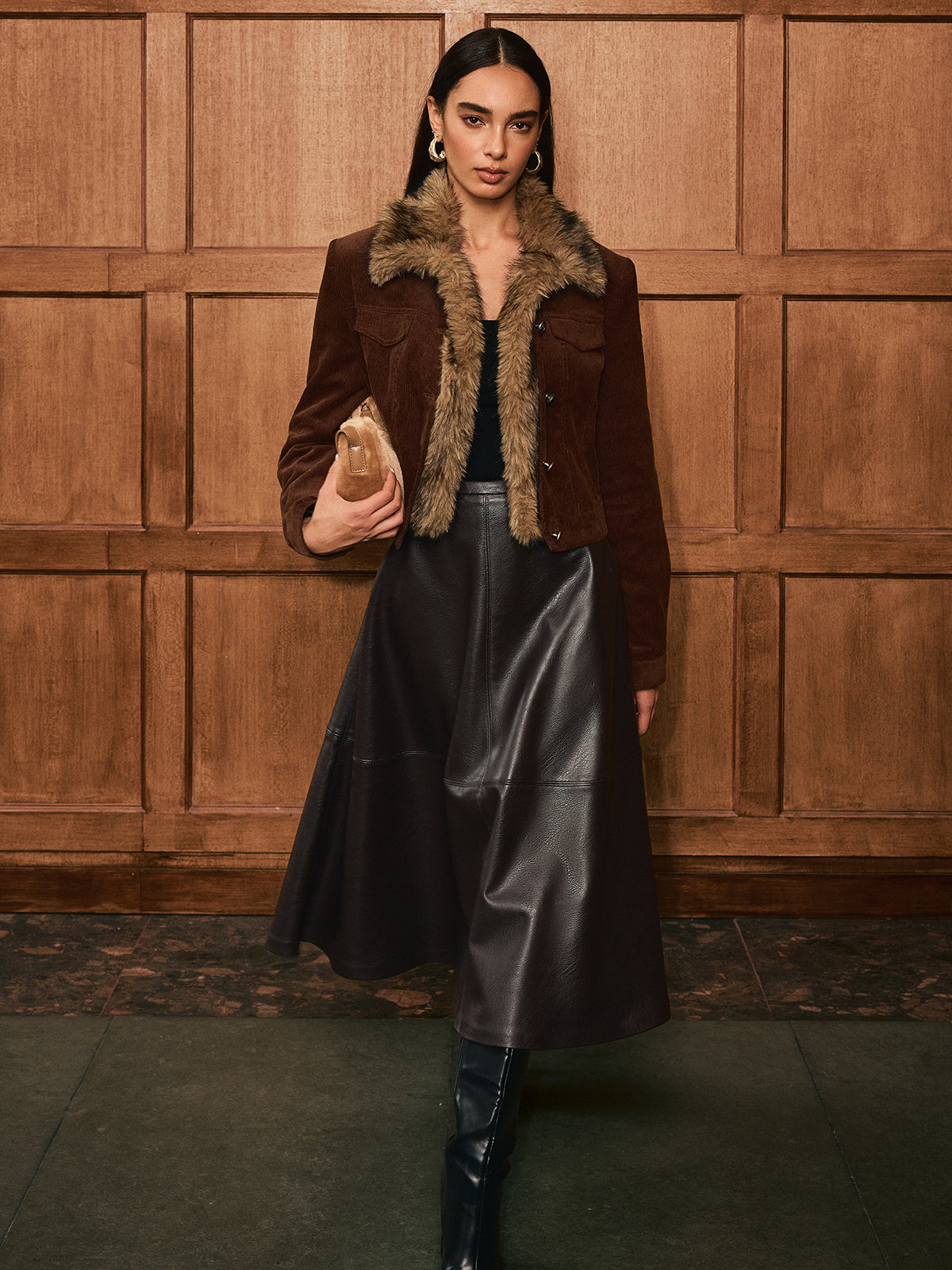 Faux Fur Collar Corduroy Jacket 2