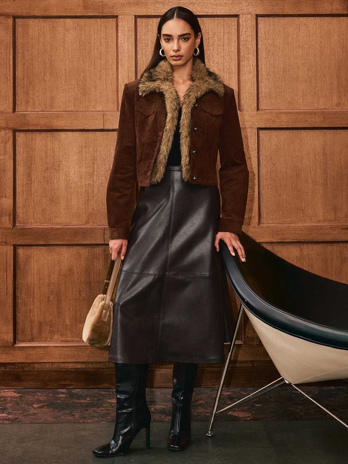 Faux Fur Collar Corduroy Jacket 6
