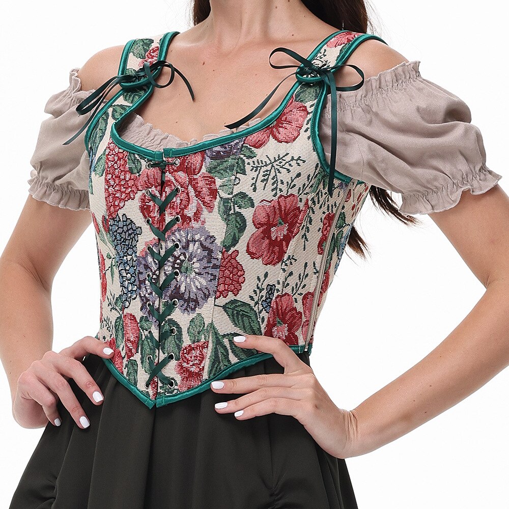Floral corset with lacing – U-back | Romantic top with a floral touch 2