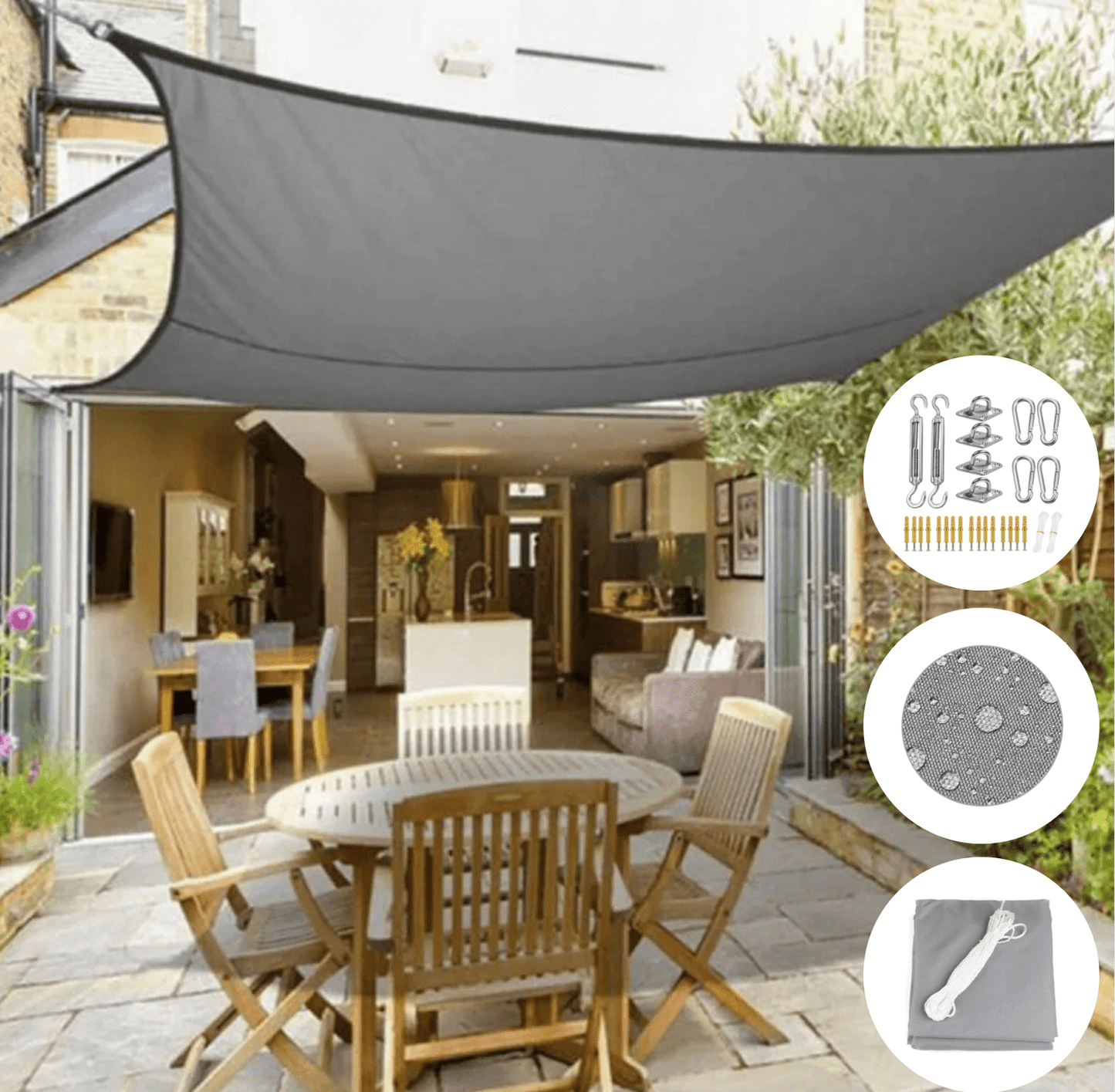 Weather-Resistant Polyester Shade for Balcony and Terrace Protection – Decorative Outdoor Canopy, Multiple Sizes Available-2