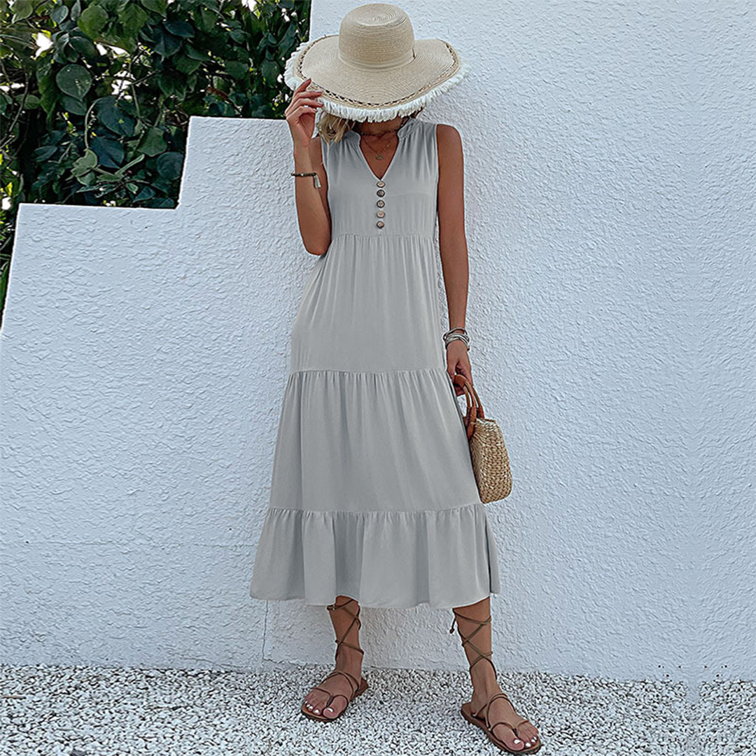 Variant image for Billie - Women's Boho Casual Sleeveless Summer Dress with Ruffled Hem-17