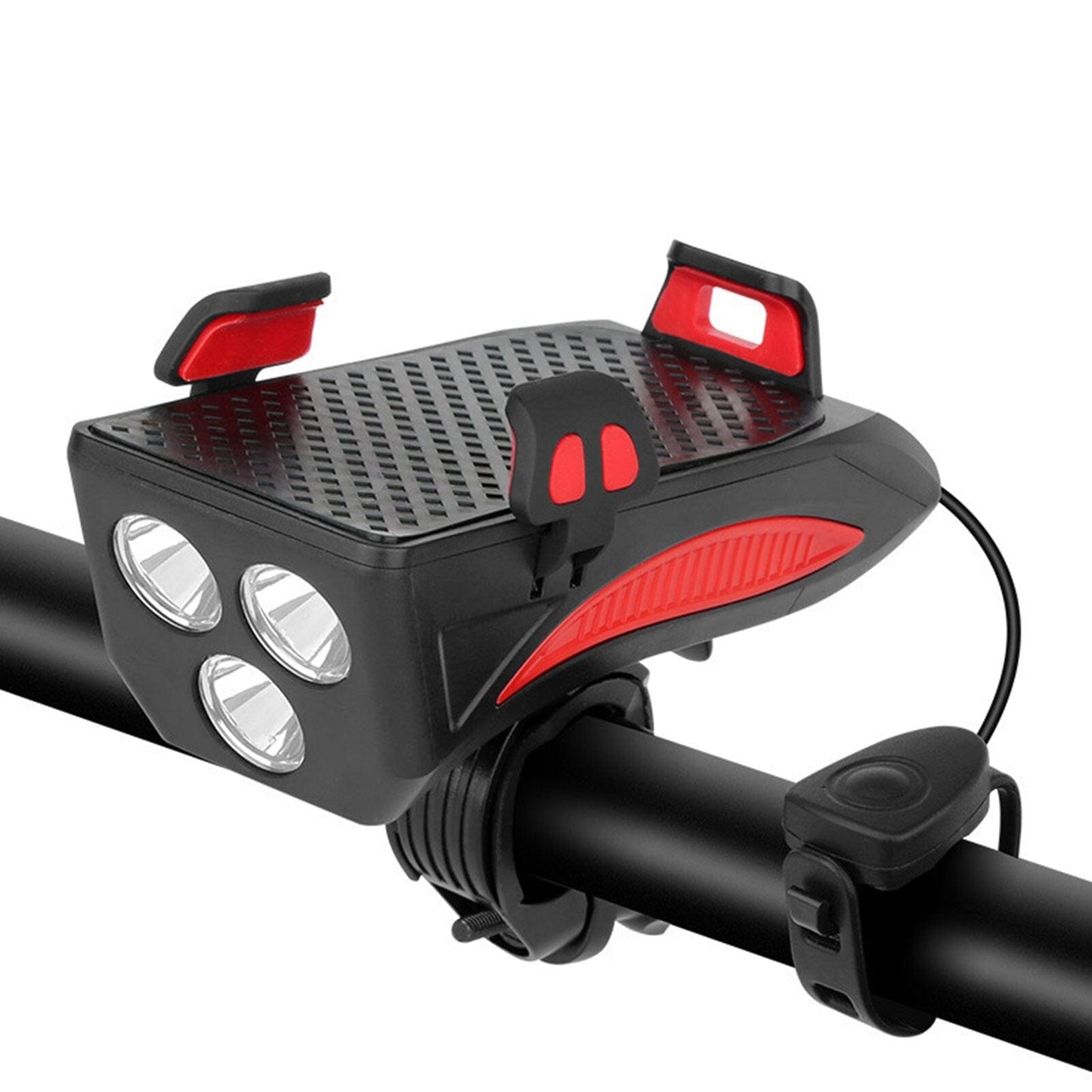 4-in-1 Rechargeable Bike Lights with Powerbank, Phone Holder, and Electronic Horn – LED Safety Lamp for Bicycles-4