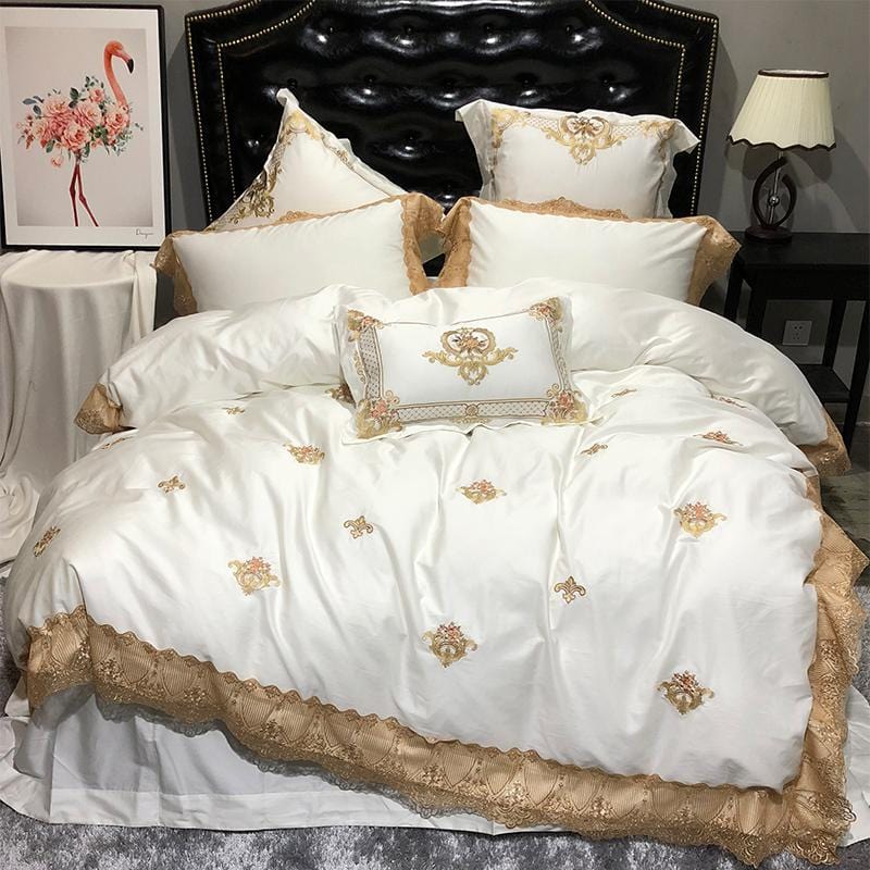 EtherealCotton – Elegant Egyptian Cotton Duvet Set with Toile Print