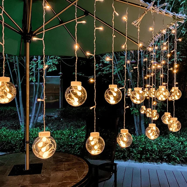 LED Outdoor Fairy String Lights Wreath – Waterproof 3.5m Decorative Patio Lights for Garden, Terrace, and Balcony-2