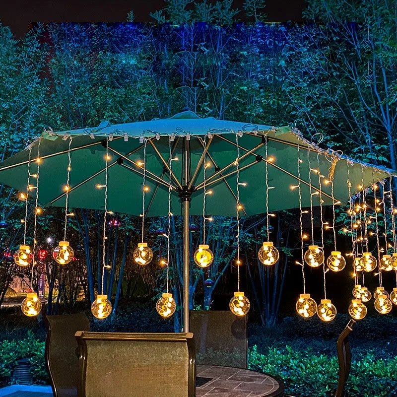 LED Outdoor Fairy String Lights Wreath – Waterproof 3.5m Decorative Patio Lights for Garden, Terrace, and Balcony-3