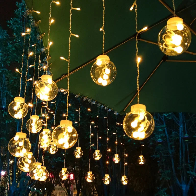 LED Outdoor Fairy String Lights Wreath – Waterproof 3.5m Decorative Patio Lights for Garden, Terrace, and Balcony-4