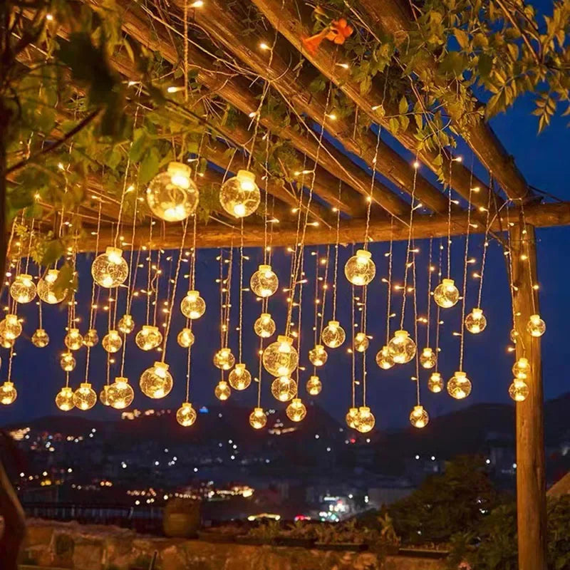 LED Outdoor Fairy String Lights Wreath – Waterproof 3.5m Decorative Patio Lights for Garden, Terrace, and Balcony-6