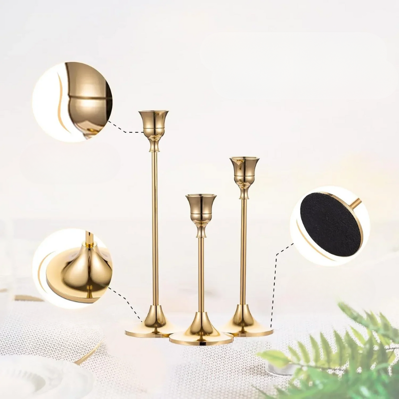 DreamLight – Elegantes Portavelas Dorados