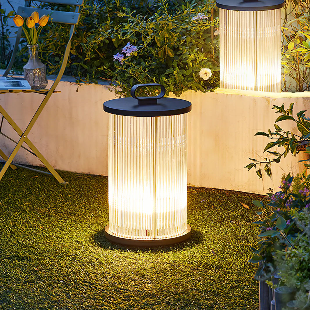 GlowSphere – Elegant Glass and Stainless Steel Garden Lamp