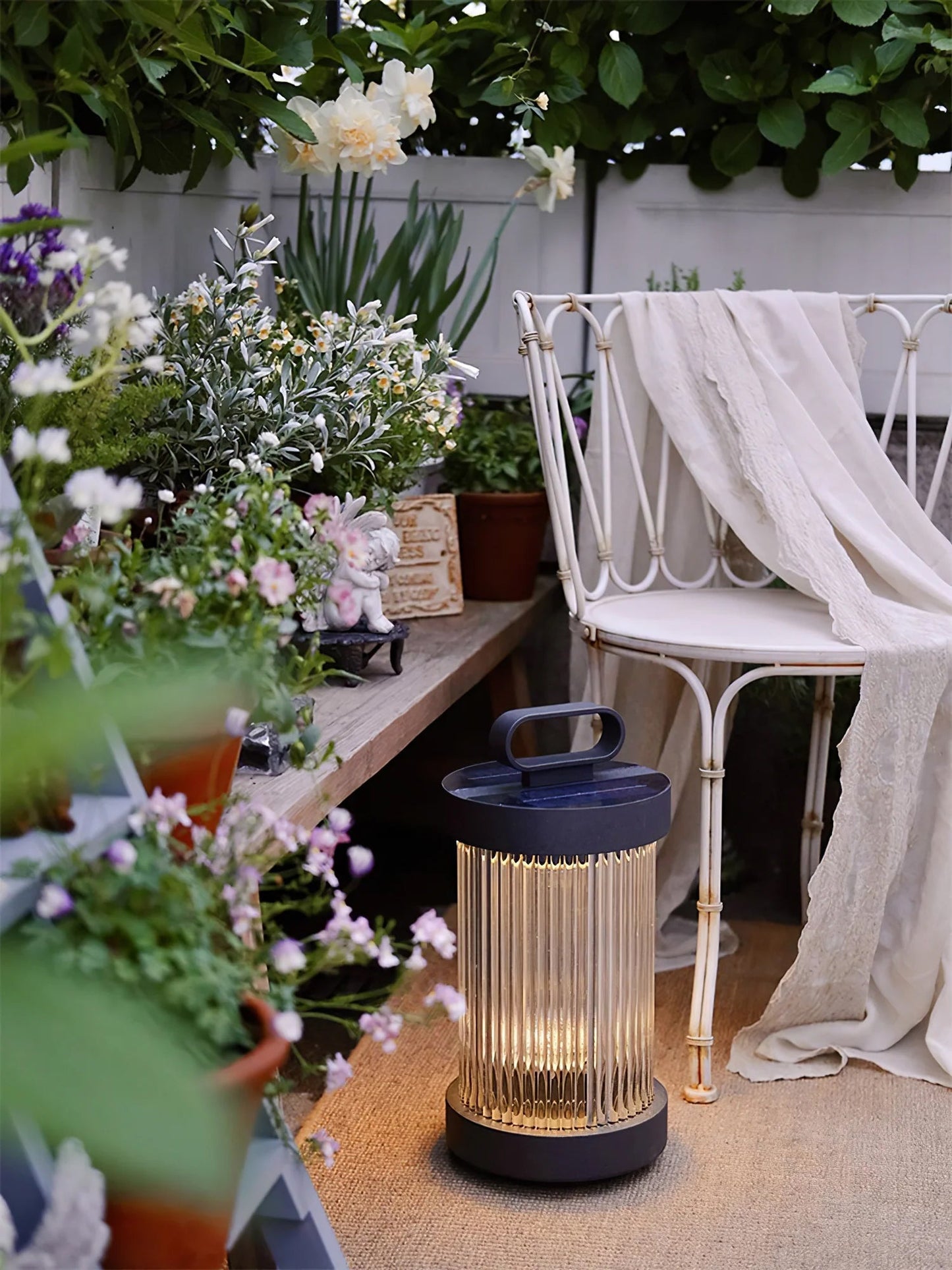 GlowSphere – Elegant Glass and Stainless Steel Garden Lamp