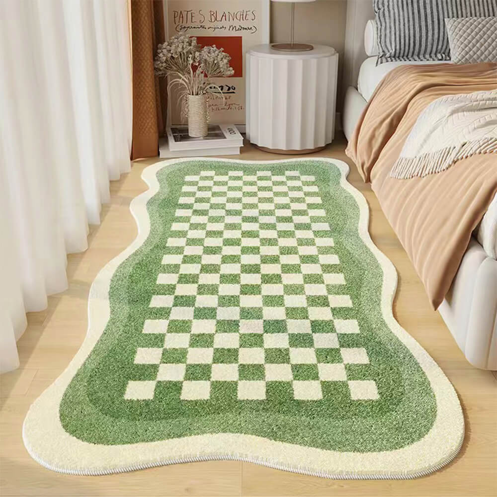 Luxora | Elegant Soft Faux Cashmere Checkerboard Bedside Rug 4