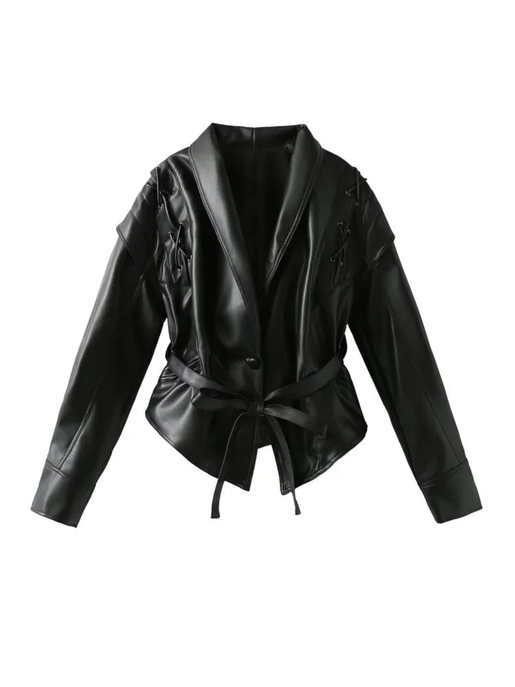 Madonna leather jacket with tie belt 3