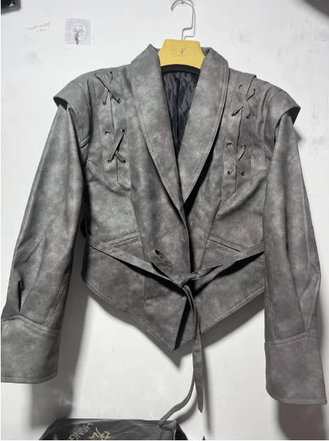 Madonna leather jacket with tie belt 5