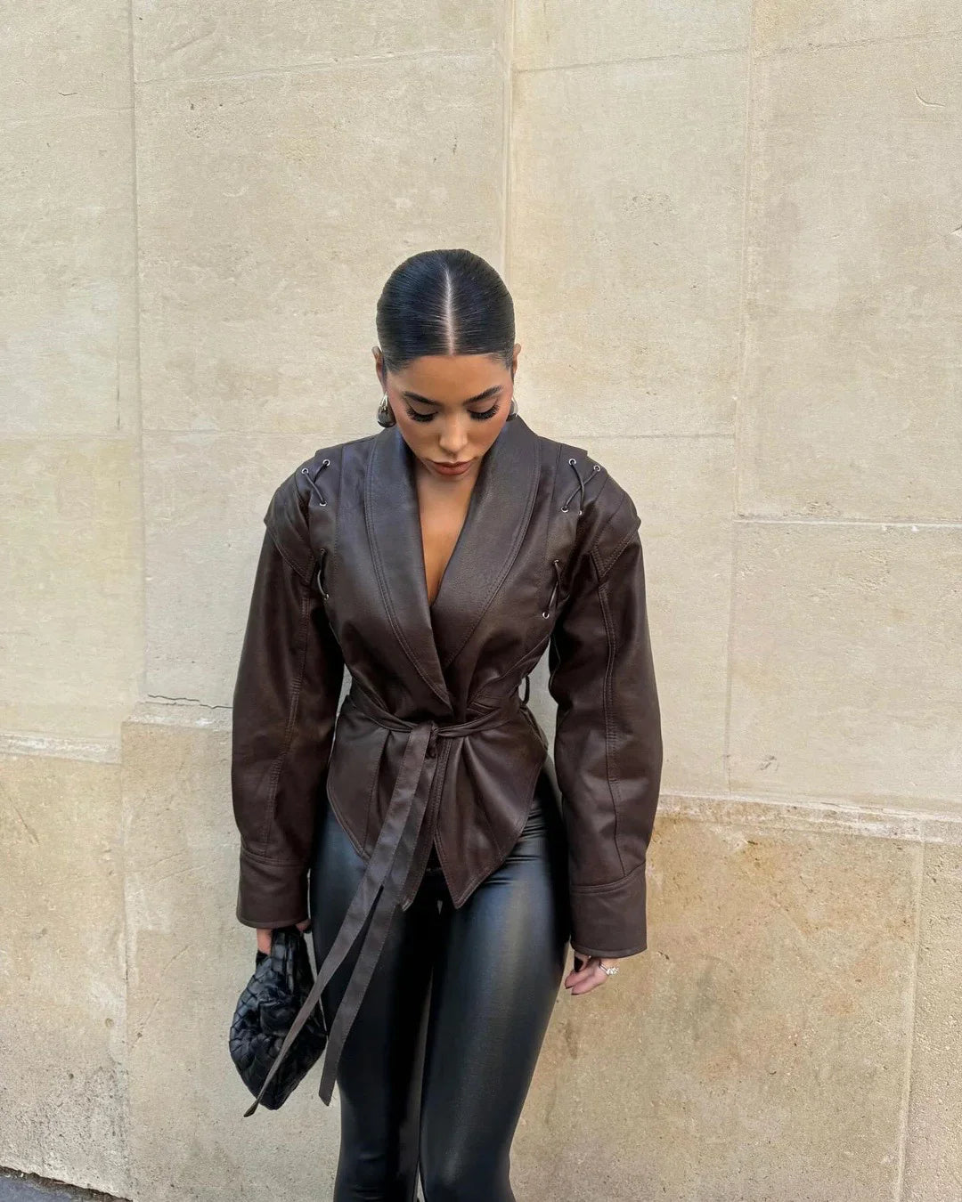 Madonna leather jacket with tie belt 6