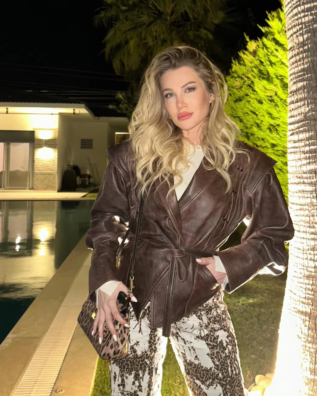 Madonna leather jacket with tie belt 7