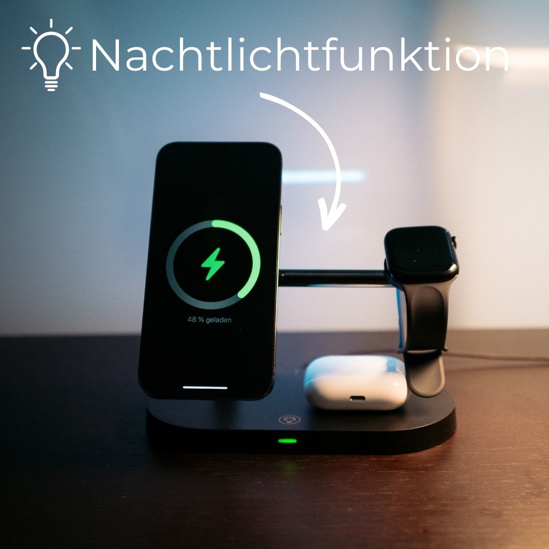 3-in-1 Wireless Charger for Smartphone, Smartwatch, and Earbuds – Fast Charging Station with Modern Design-5