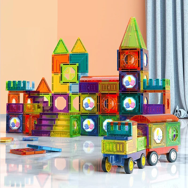 Magnetic Building Blocks Set with LED Lights – 69-Piece Educational Toy for Kids 1