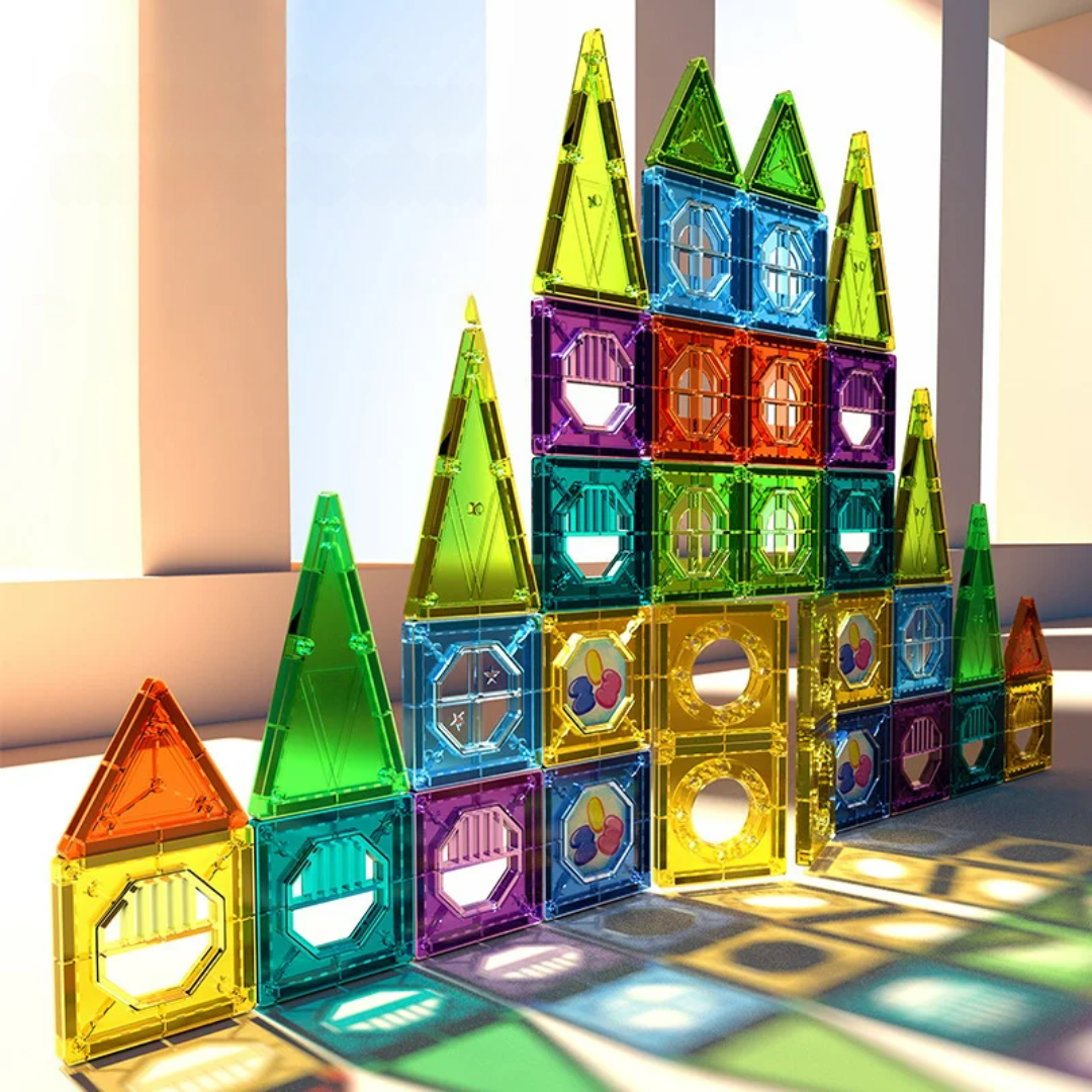 Magnetic Building Blocks Set with LED Lights – 69-Piece Educational Toy for Kids 3