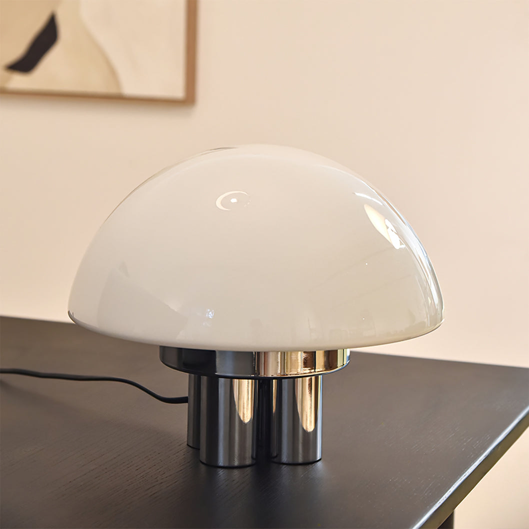 SilverAura – Lampada da Tavolo Bianca con Base in Cromo