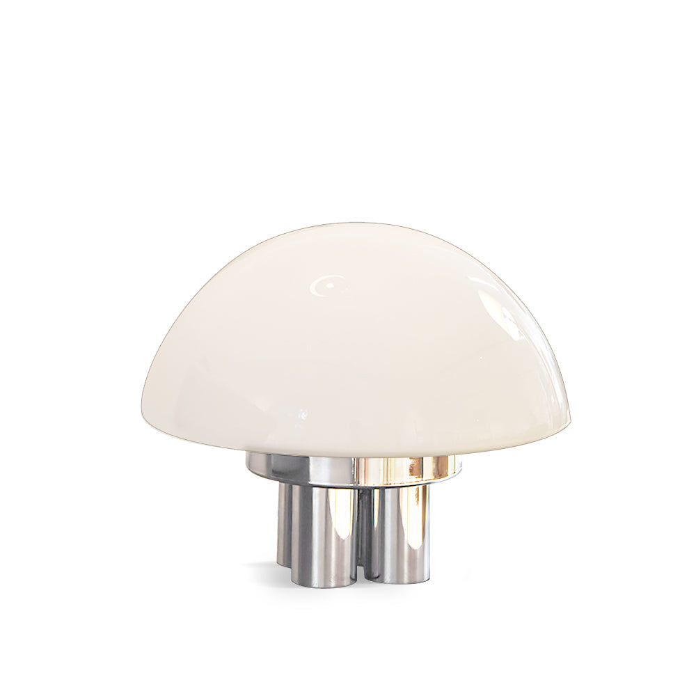 SilverAura – Lampada da Tavolo Bianca con Base in Cromo