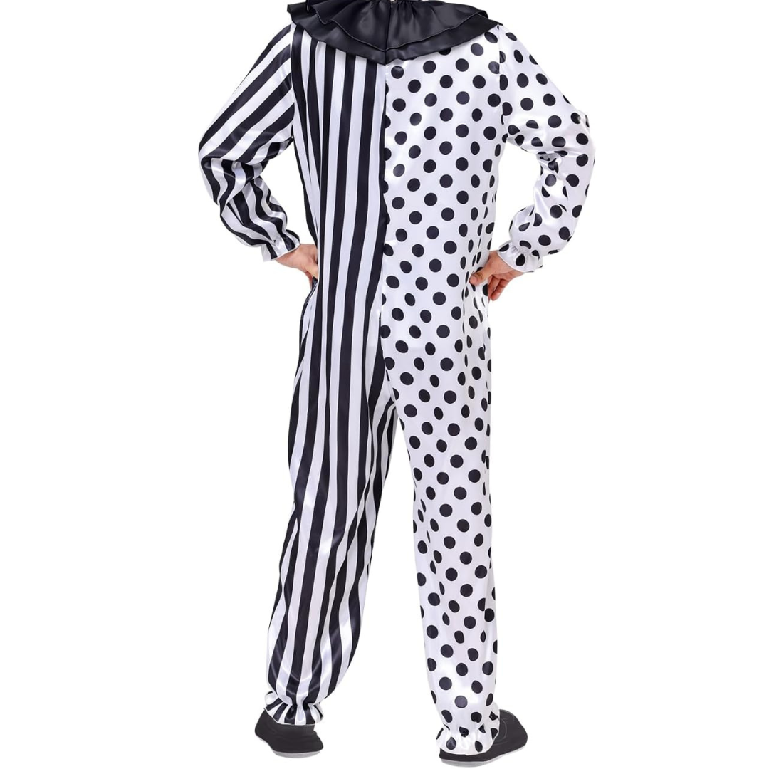 Men’s Funny Halloween Clown Costume Jumpsuit | Polka Dot Striped 2