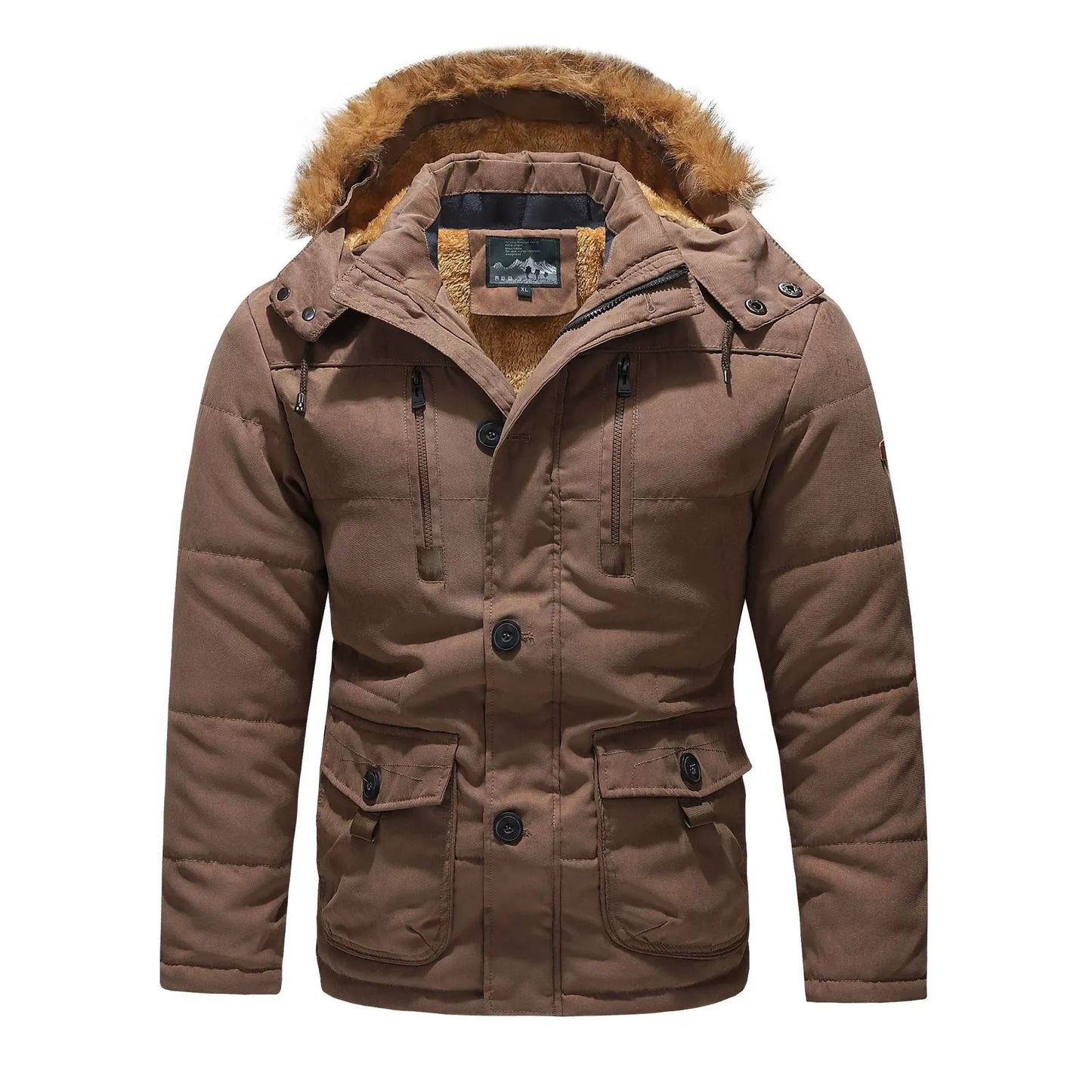 Men's Plush Lined Parka Jacket with Detachable Hood – Warm Winter Jacket for Men 4