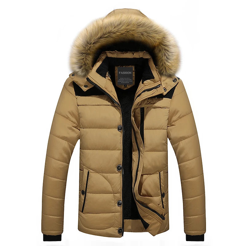 Men's Quilted Winter Coat with Fur Trim – Water-Resistant Insulated Outerwear for Cold Weather 4