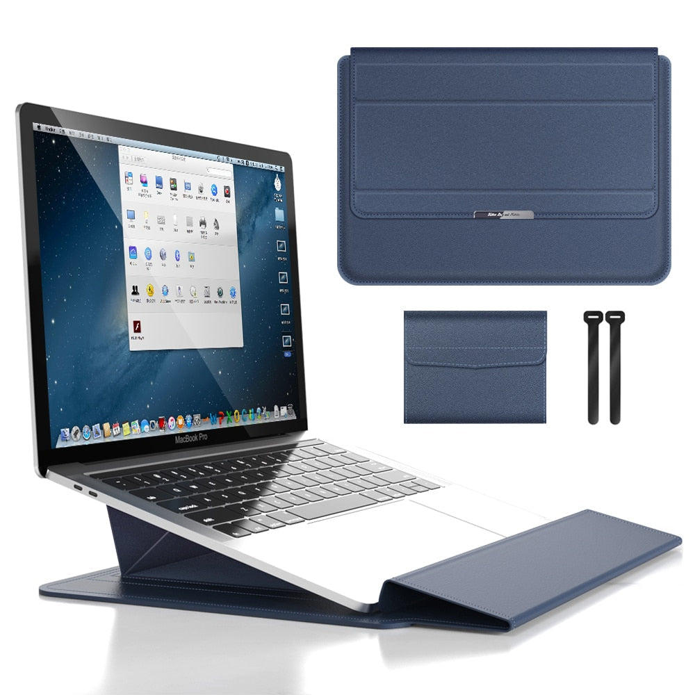 3-in-1 Waterproof Laptop Sleeve with Shock-Resistant Design and Accessory Storage - Elegant MacBook Case for Travel and Office-3