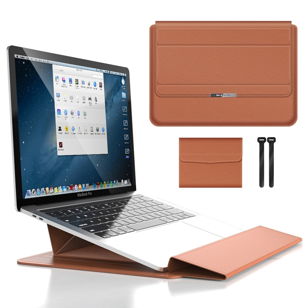 3-in-1 Waterproof Laptop Sleeve with Shock-Resistant Design and Accessory Storage - Elegant MacBook Case for Travel and Office-4
