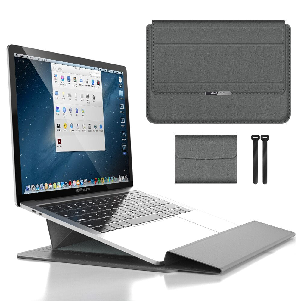 3-in-1 Waterproof Laptop Sleeve with Shock-Resistant Design and Accessory Storage - Elegant MacBook Case for Travel and Office-5