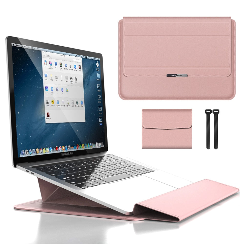 3-in-1 Waterproof Laptop Sleeve with Shock-Resistant Design and Accessory Storage - Elegant MacBook Case for Travel and Office-6