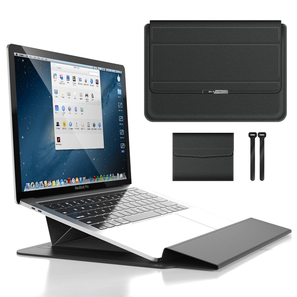3-in-1 Waterproof Laptop Sleeve with Shock-Resistant Design and Accessory Storage - Elegant MacBook Case for Travel and Office-2