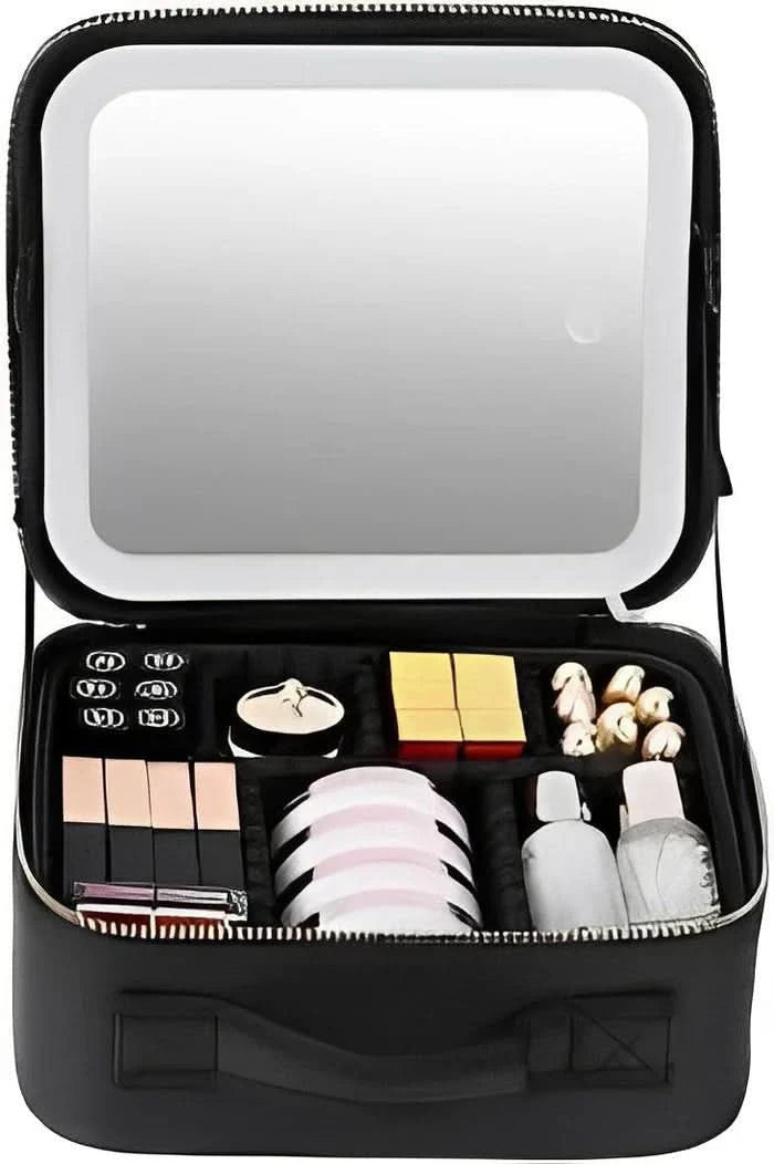 Mirrorglam – Makeup bag with LED mirror – Portable cosmetic bag with light and storage space for perfect styling on the go 4