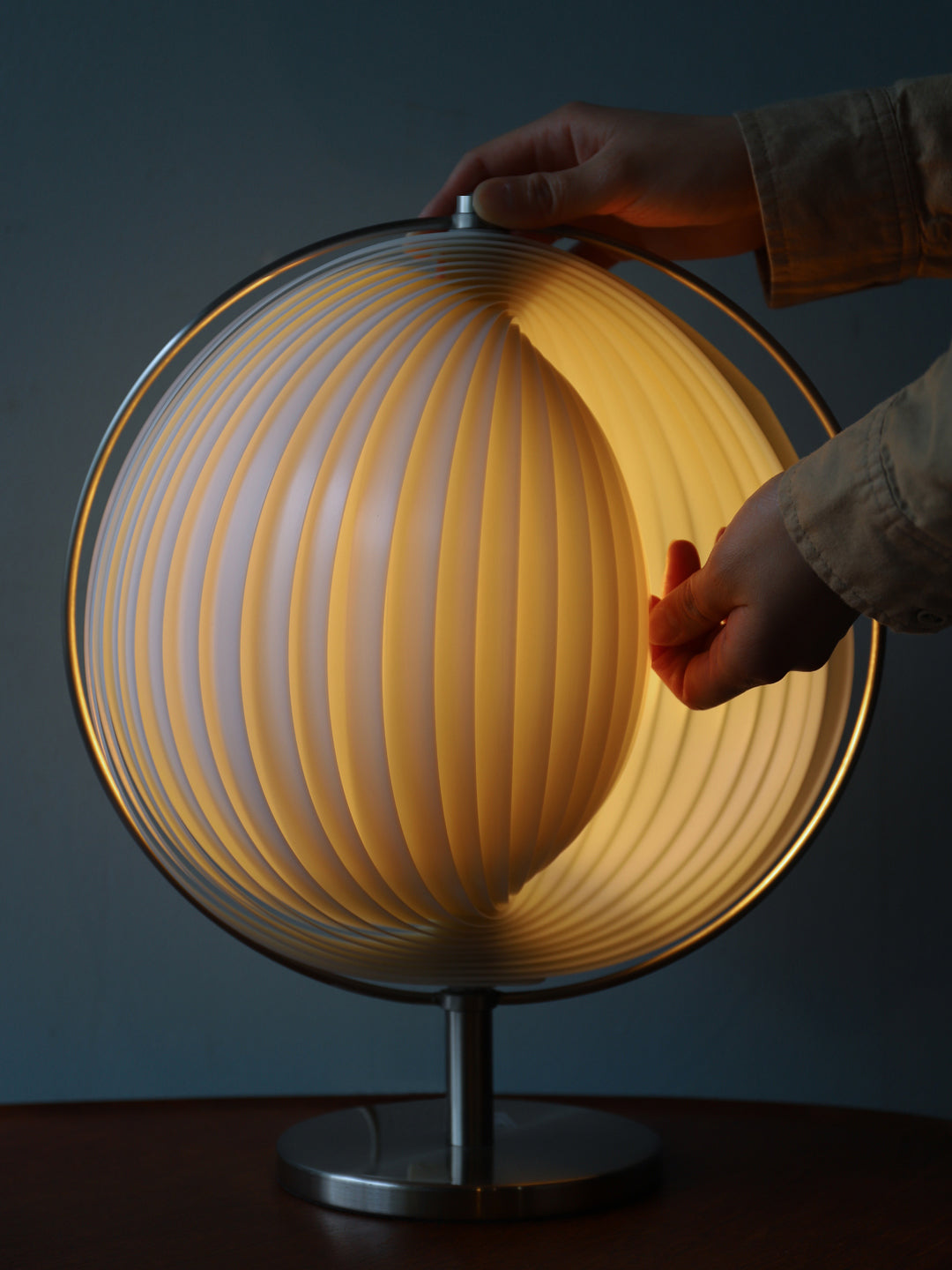 SpinAura – Elegant Chrome Desk Lamp