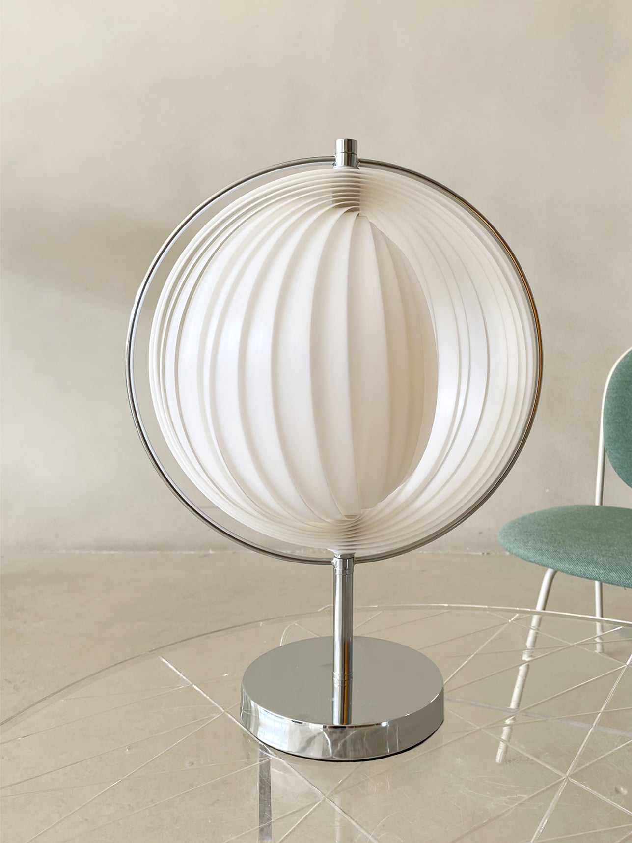 SpinAura – Elegant Chrome Desk Lamp