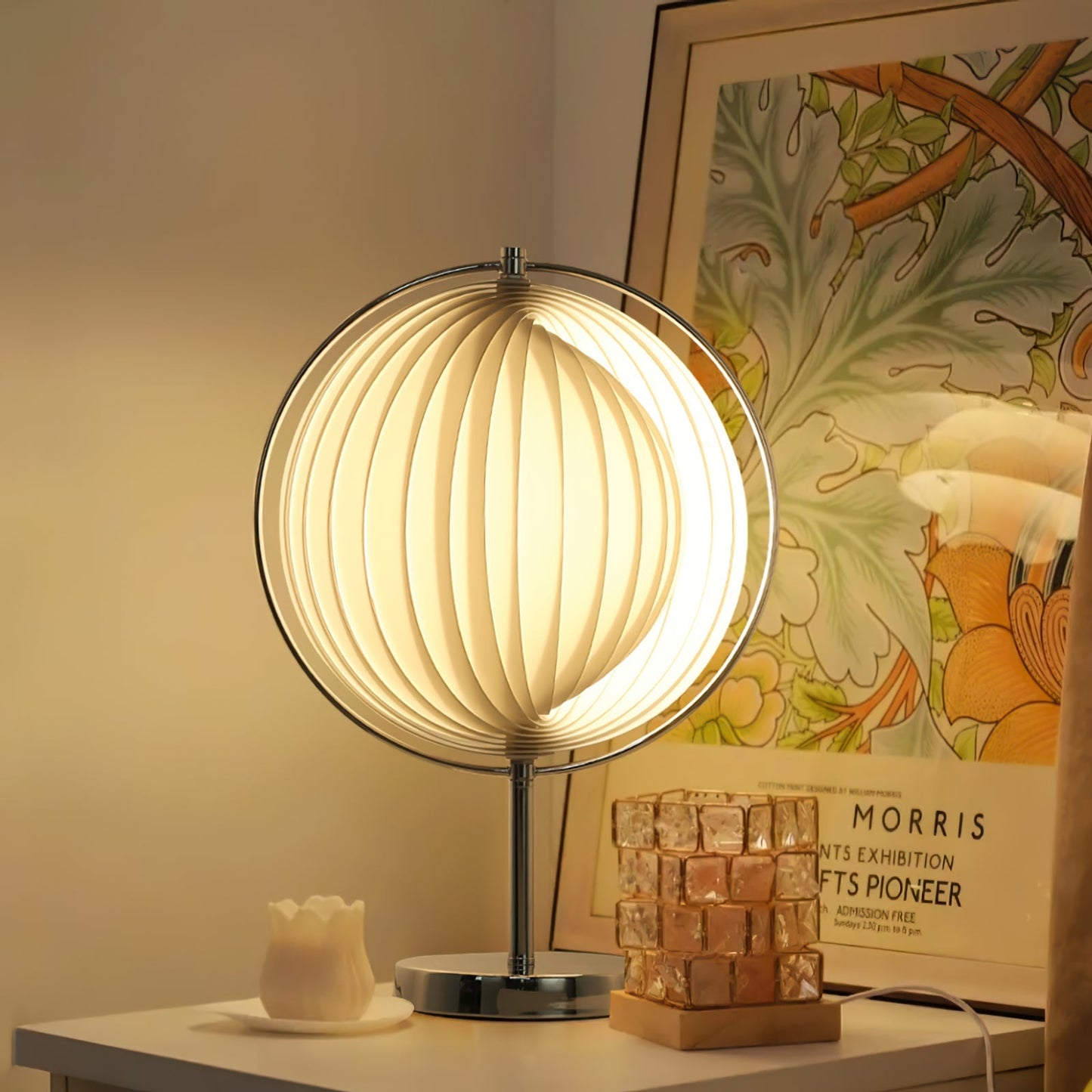 SpinAura – Elegant Chrome Desk Lamp