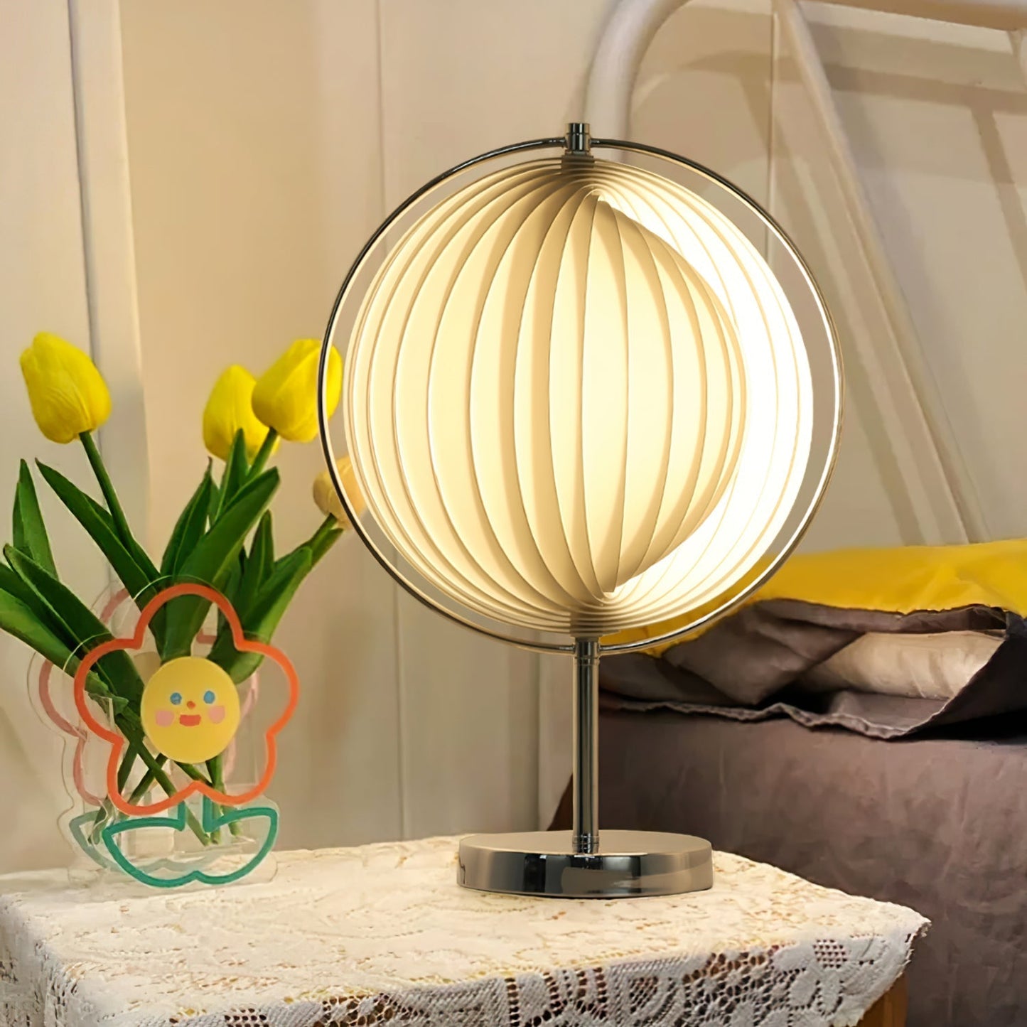 SpinAura – Elegant Chrome Desk Lamp